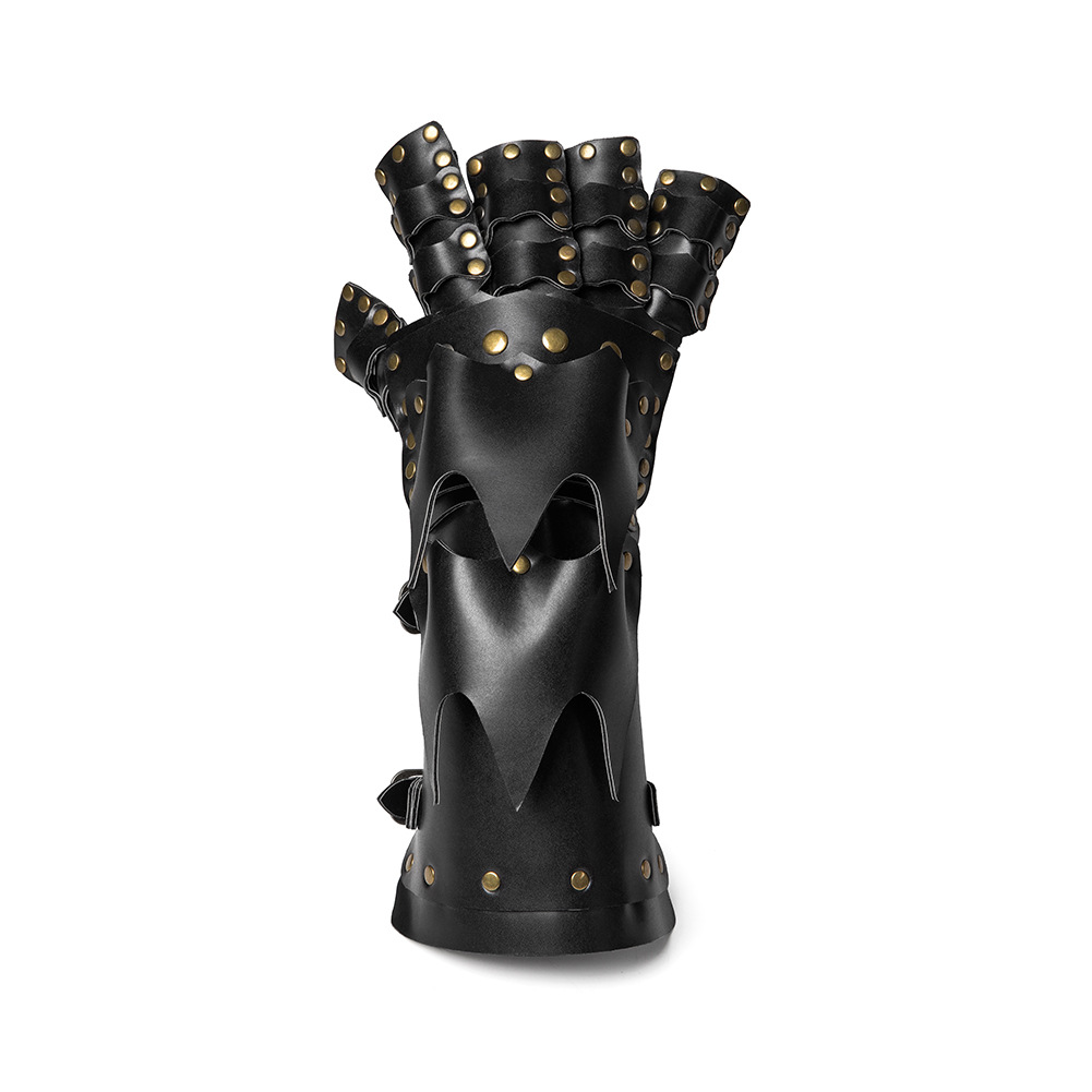 Halloween steampunk COSPLAY anime game PU leather color matching arm set stage performance costume gloves_voghion.com