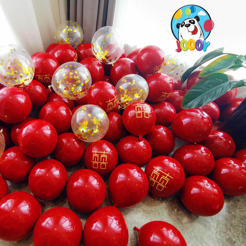 The wedding room is equipped with double-layer ball 2.2g pomegranate red balloon net red wedding balloon gem balloon 50 PCs/bag