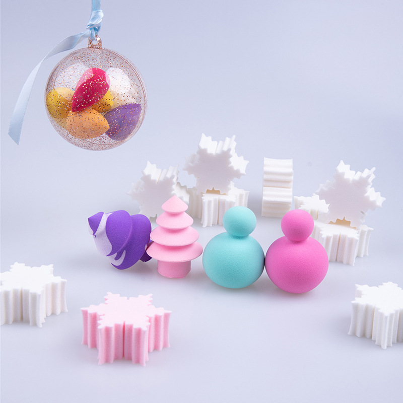 Aibaola foreign trade gifts Christmas series Beauty eggs dry and wet dual-use snowflake latex powder puff beauty makeup tools wholesale