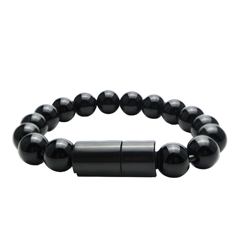 Creative data cable portable short bracelet beads charging cable for Apple Huawei type-c Android Universal