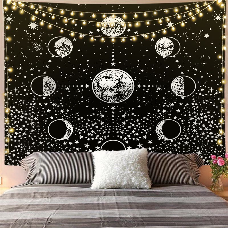 Amazon Hot Selling Tapestry Custom Black and White Star Art Background Cloth Bedside Sofa Hanging Cloth Home Decorative Wall