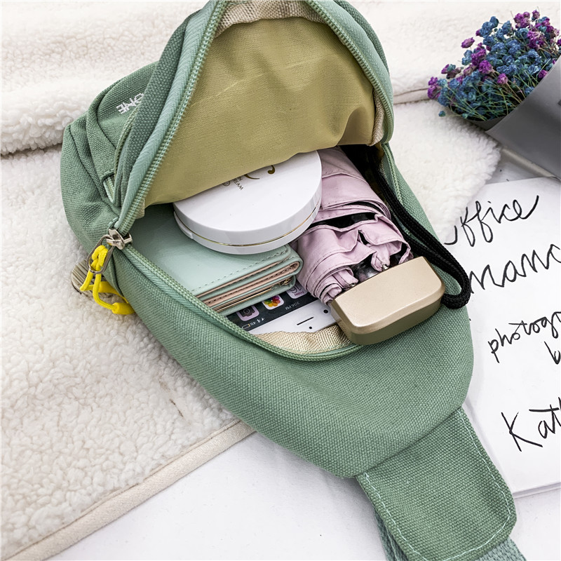 Canvas Bag Women's 2020 New Style Fresh Style Artistic Chest Bag ins Popular All-Match Daisy Embroidered Crossbody Bag