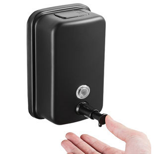 Wall-mounted black soap dispenser stainless steel 304 manual pressing soap box hotel bathroom hand sanitizer bottle