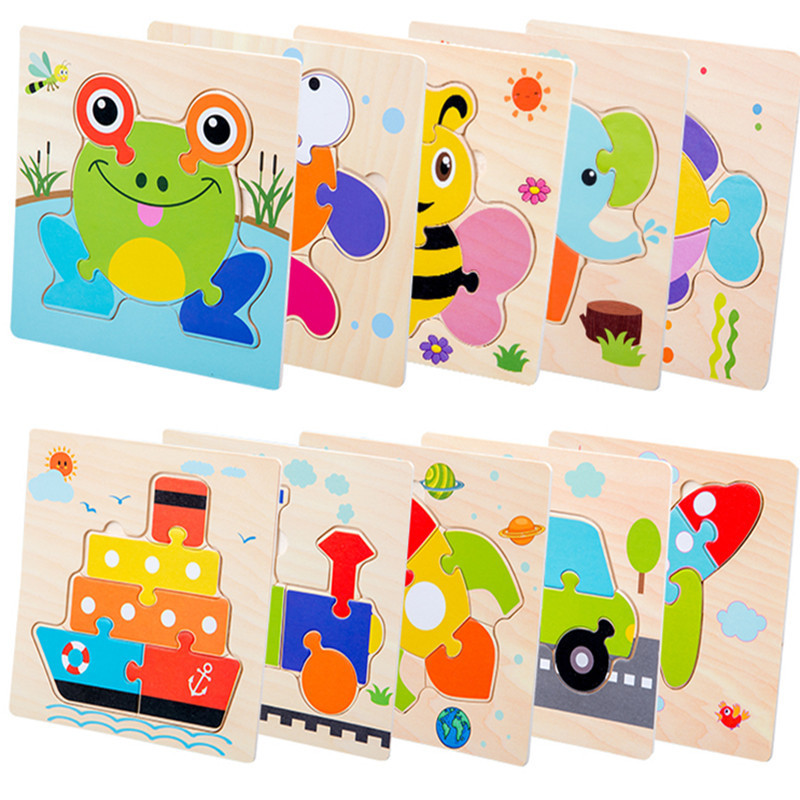 Children's Early Education Jigsaw Puzzle Toys Baby's Intelligence Enlightenment Three-Dimensional Small Jigsaw Puzzle Wooden Children's Early Education Toys