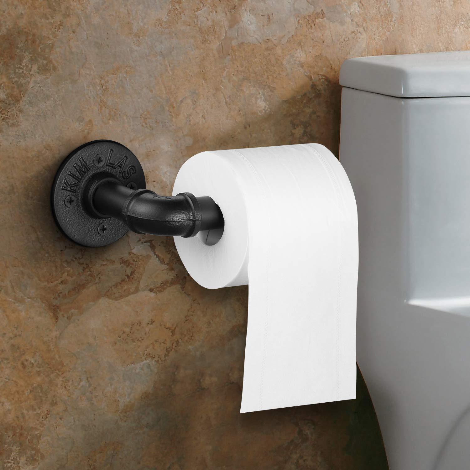 Retro style toilet paper holder industrial iron tube roll paper holder towel rack tissue holder black bathroom foreign trade cross-border hot sale