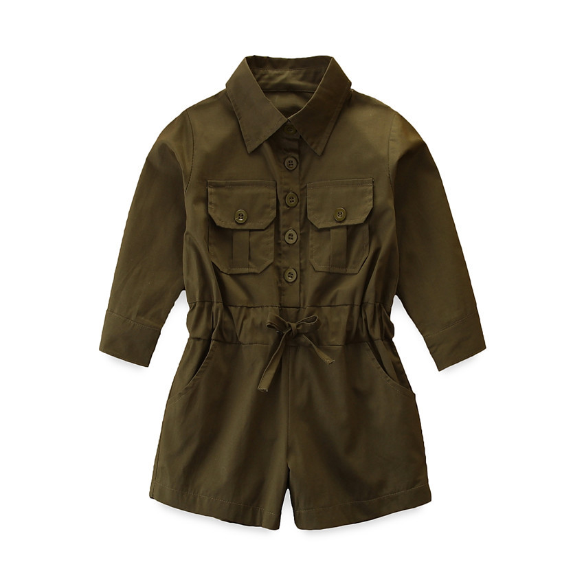 Cross-border Clothing ins European and American Girls' Army Green Overalls Jumpsuit Children's Casual Trendy Jumpsuit