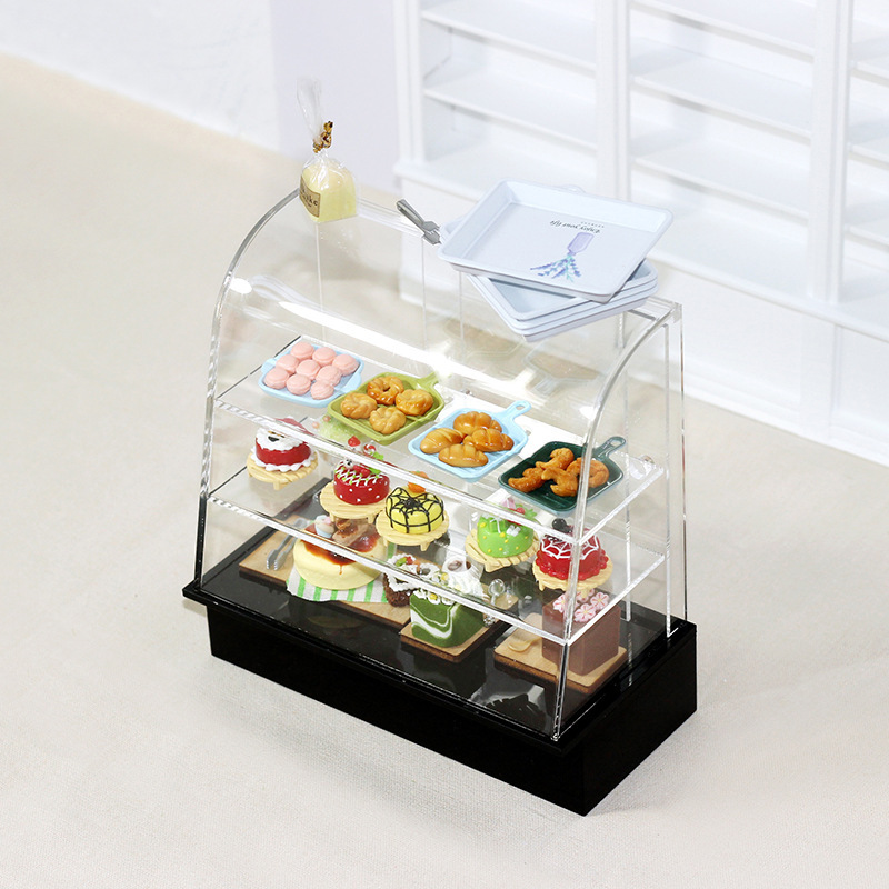 52dollhouseミニチュア食べ物遊びシーンモデル人形ハウスアクセサリーミニお菓子ケーキキャビネット引き戸y113|undefined