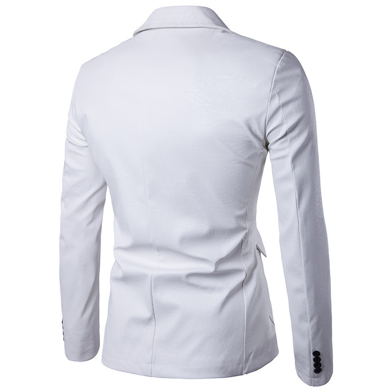 2020 Spring and Autumn New Foreign Trade Men's Wear European and American Solid Color Slim Puleather Fashion Men's Suit X307