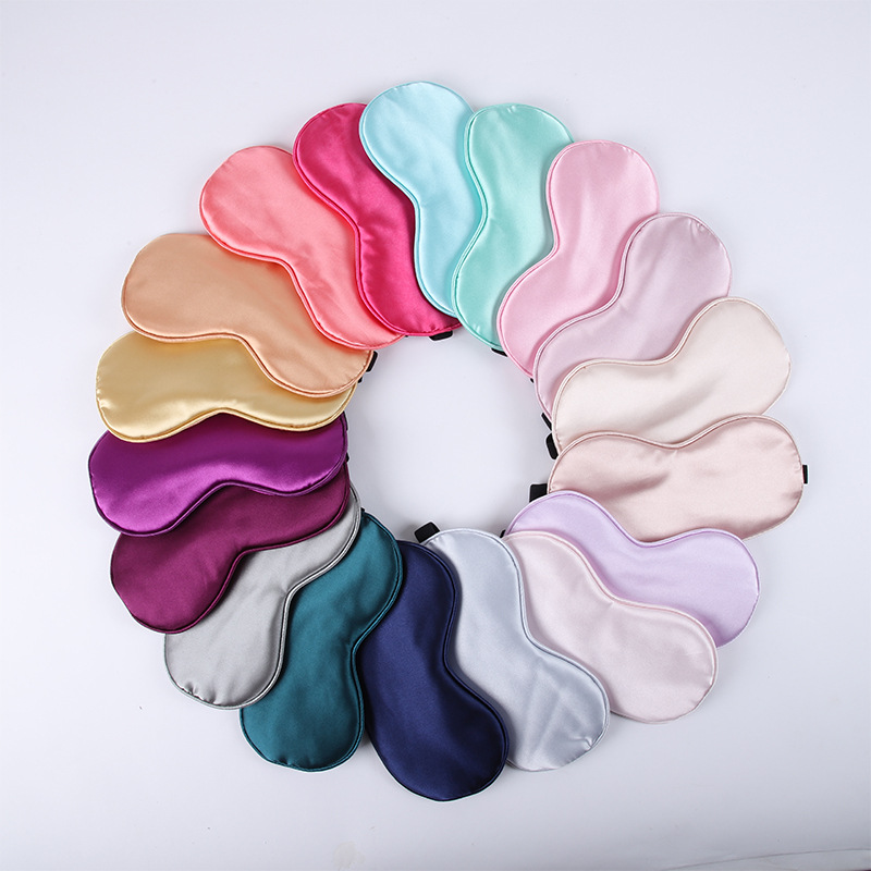 Factory spot wholesale Silk shading eye mask embroidered color light plate mulberry silk satin sleep eye mask logo