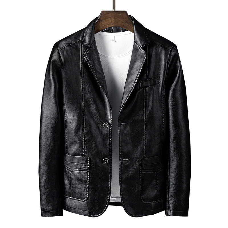 Autumn and Winter Men's Leather Clothing Korean Style Slim Fit Motorcycle Leather Suit PU Leather Jacket Trendy Casual Men's Business Jacket Men's