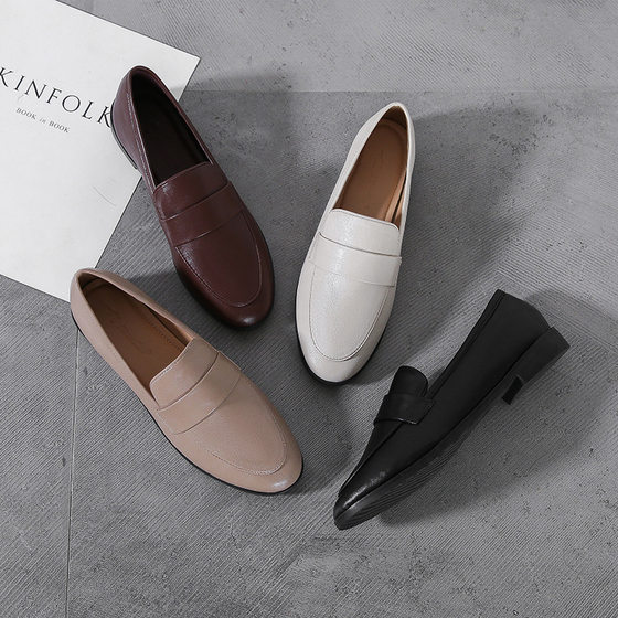 Black Small Leather Shoes Women's British Style 2022 Autumn New Internet Celebrity All-match Flat Shoes Large Size Women's Shoes 41-43