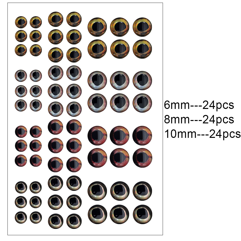 4D5D Luya Fish Eye 72PCS Hybrid DIY Luya Simulation Fake Bait Laser Fish Eye 6mm8mm10mm