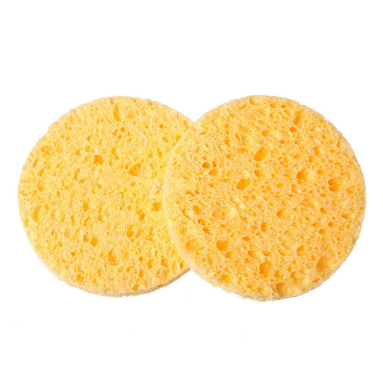 Wood pulp cotton foam factory sponge wood pulp cotton powder puff cellulose face cleaning sponge OPP bag