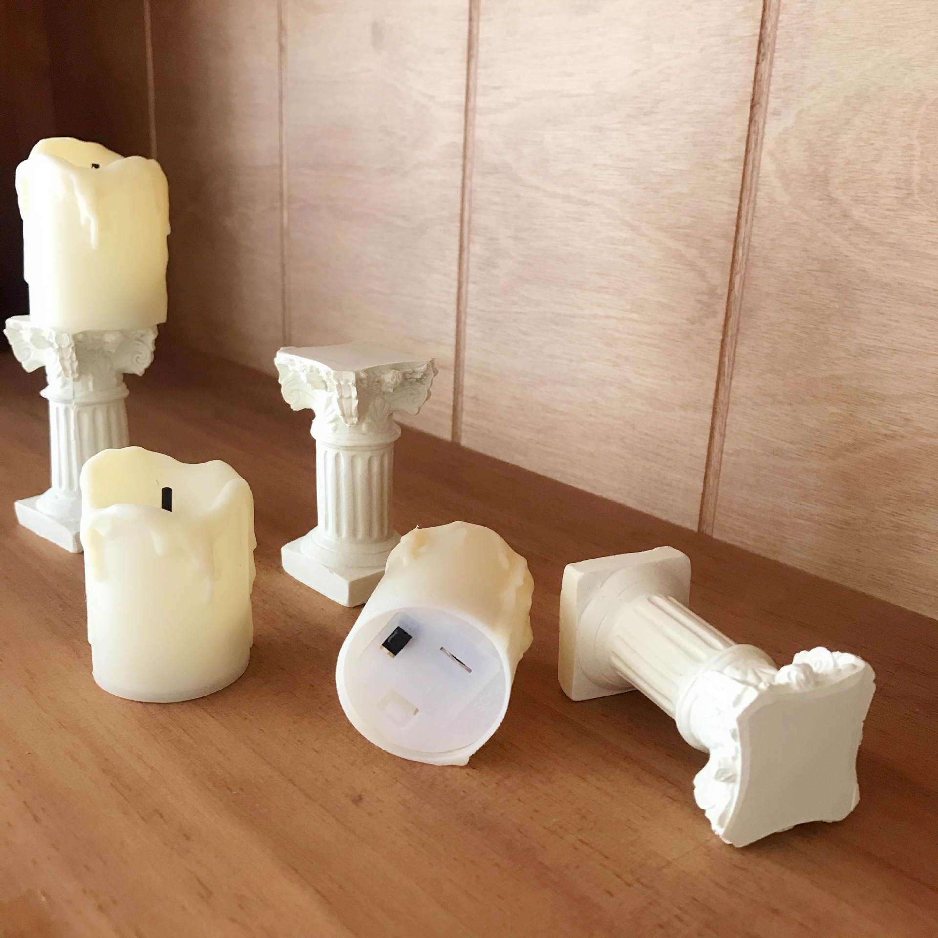 ins Style Roman Column Small Candlestick Ornaments Resin Candlestick Old Retro Photo Props Stall Supply
