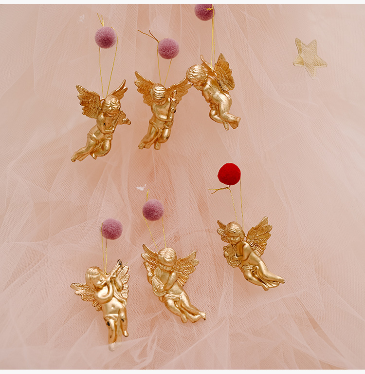 Haube karácsonyi dekoráció arany és ezüst angyal medál kreatív új kis angyal baba függő kis fa függő díszek_voghion.com