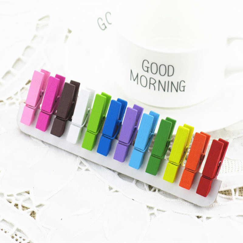 Colorful wooden clip DIY handmade decorative wooden clip photo clip hemp rope wooden clip sealing clip