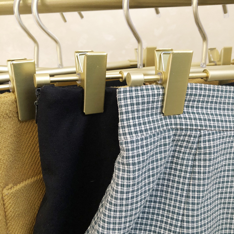 Gold aluminum alloy pants rack metal pants clip household seamless skirt hanger non-slip pants adult clothes hanger rose gold