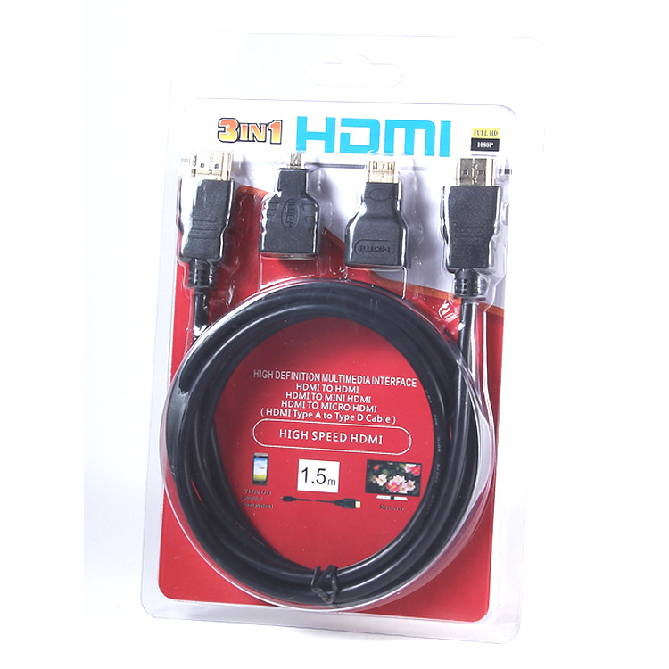 HDMI to HDMI HD adapter cable 1.4 Three-in-one Mini HDMI Micro HDMI interface 1080p