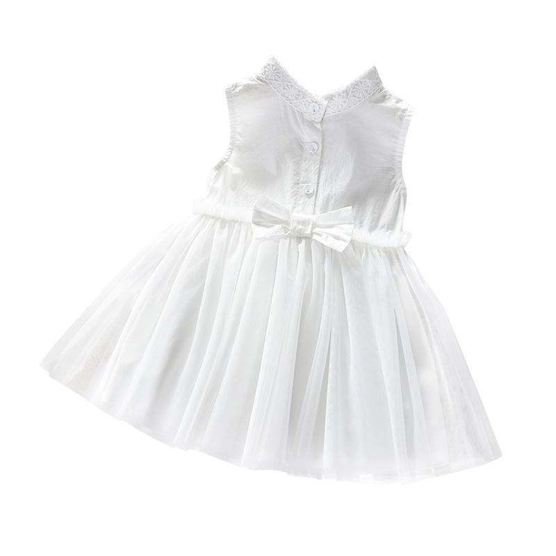 Girls' Dress White Skirt 2021 New Korean Style Lace Princess Dress Baby Super Foreign Air Vest Vest Dress Summer Dress