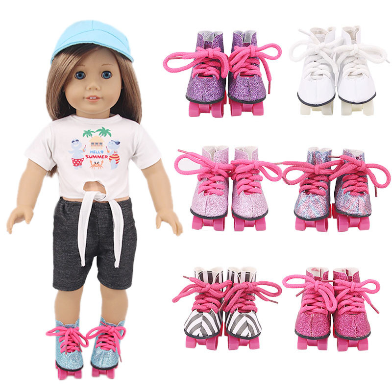 18 inch American girl doll accessories roller skates summer doll toy roller shoes strap roller skating boots wholesale