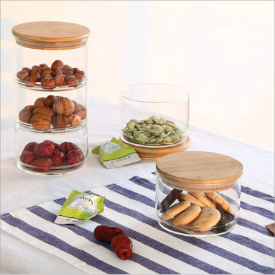 Production of Nordic simple glass storage jar snacks dried fruit storage box glass salad bowl with lid can be processed