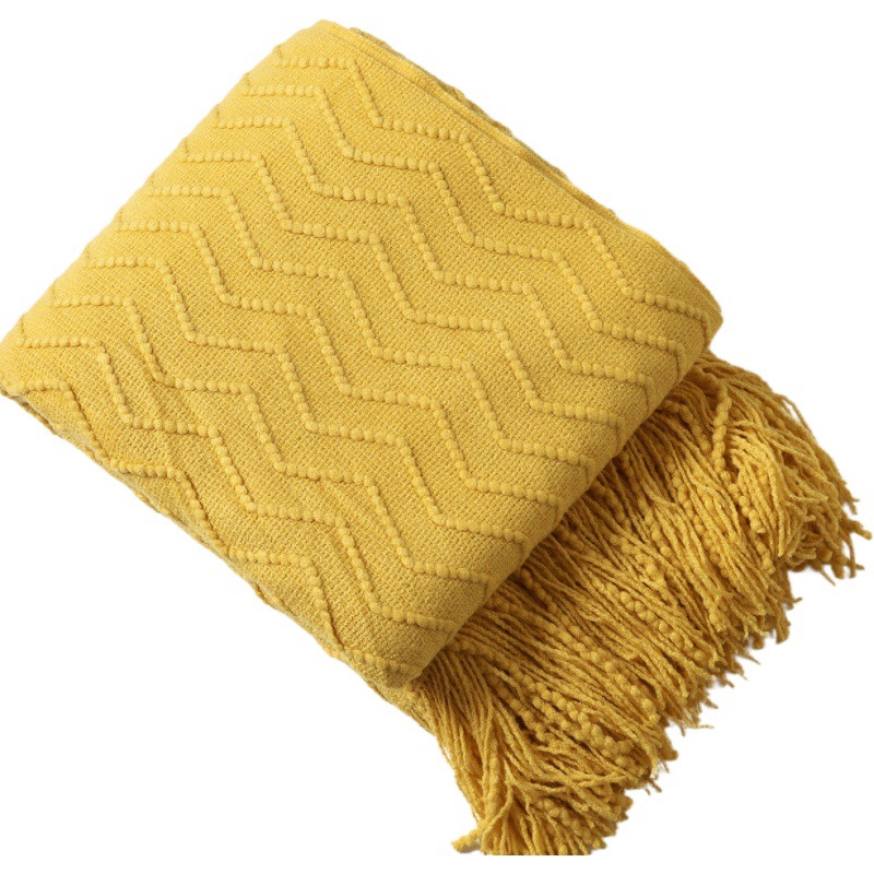 Sofa Blanket Blanket Thickened Blanket Knitted Tassel Blanket Office Air Conditioning Blanket Bed End Blanket Cross-border Nap Blanket