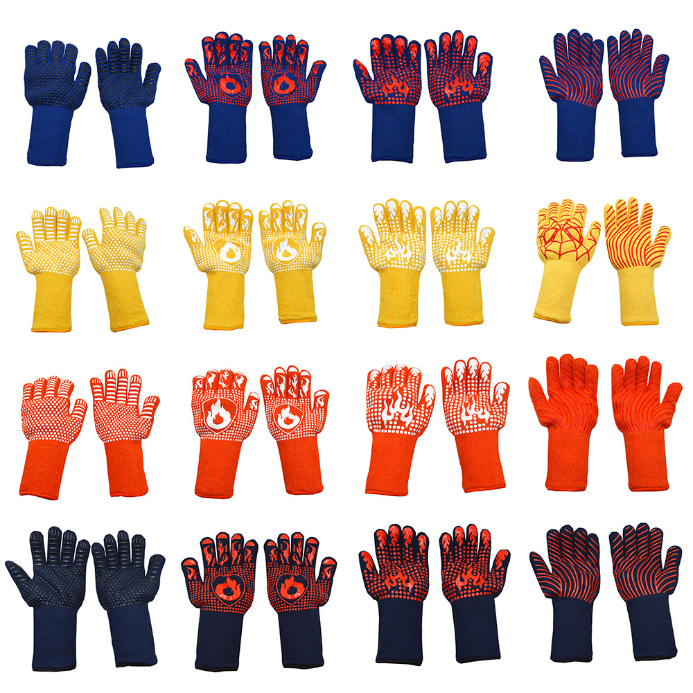 Factory direct supply high temperature resistant bbq barbecue gloves 500/800 degrees Deyan aramid flame retardant fireproof gloves wholesale