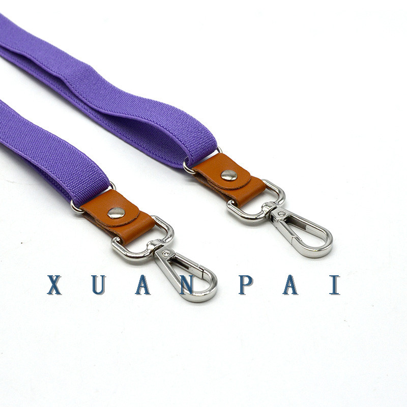 New Fashionable Adult Men's and Women's 2.0 Solid Color Strap High Elastic Three-clip Suspenders