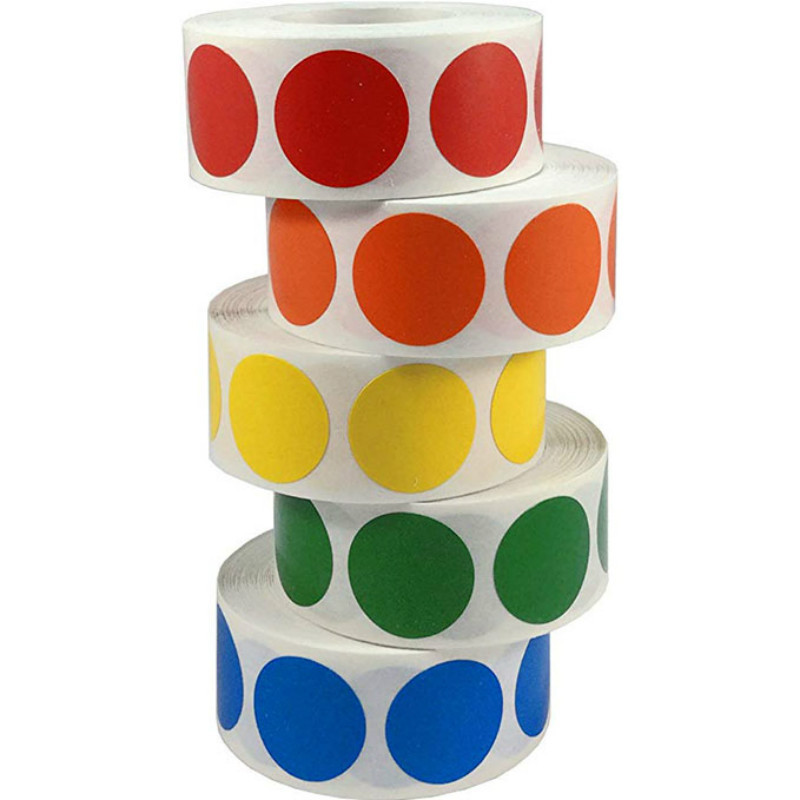 in stock wholesale explosion round color dot sticker adhesive roll classification non-adhesive label decorative label