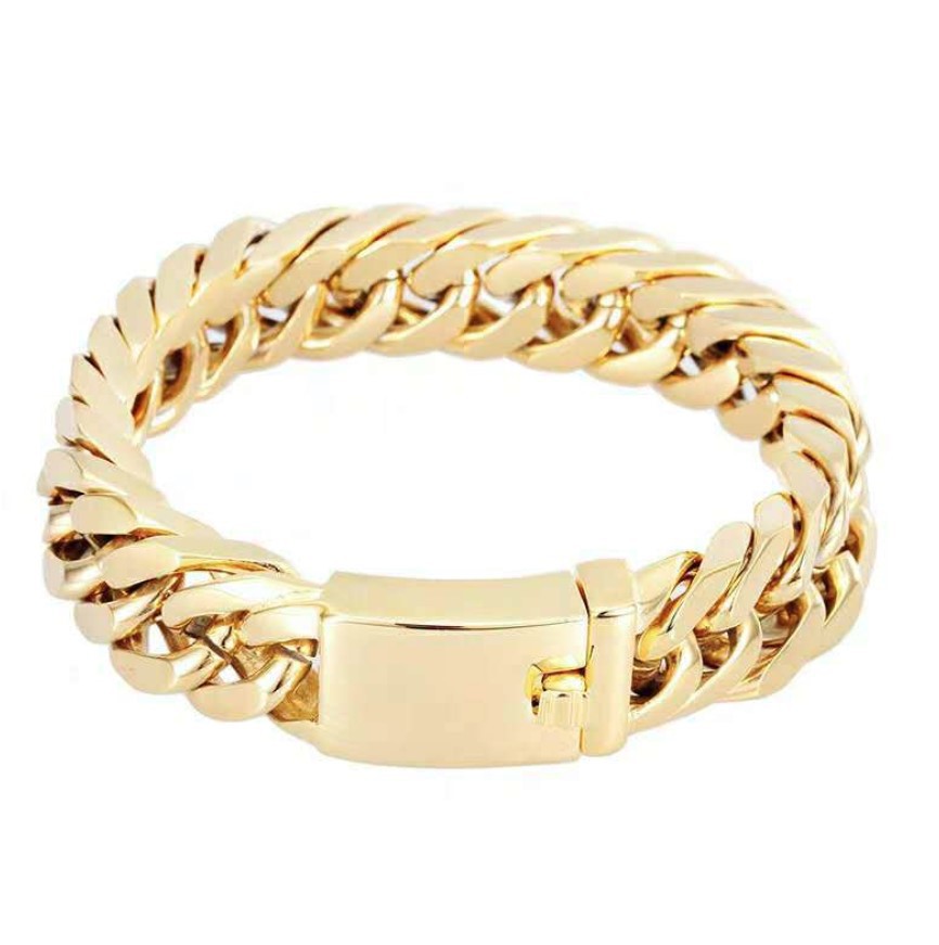 wish popular 18K gold plated bracelet personality domineering fashion Men's electroplated alloy bracelet