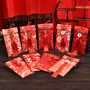 Creative wedding red envelope fabric brocade Chinese style ten thousand yuan fabric red envelope festive junior saimen wedding red envelope wholesale