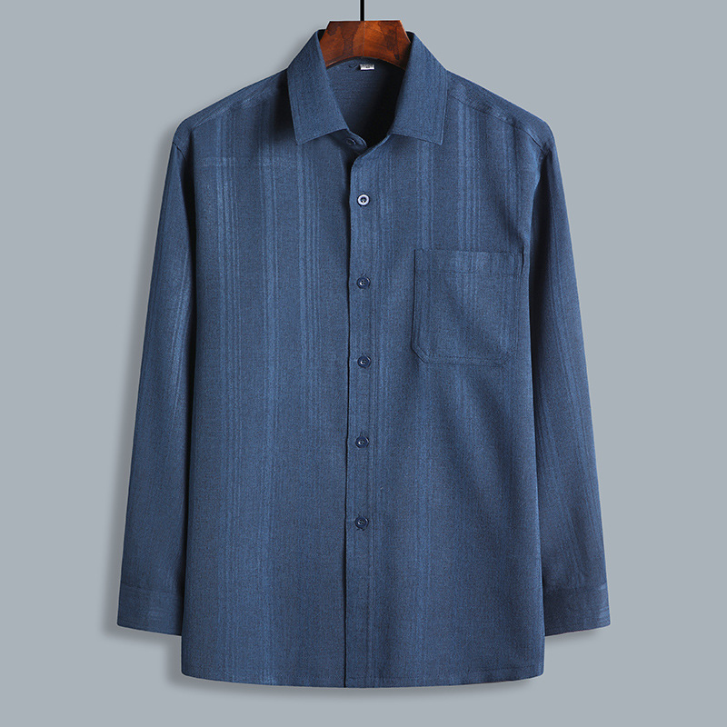 Summer men's casual long-sleeved shirt middle-aged and elderly loose men's shirt cotton men's shirt wholesale