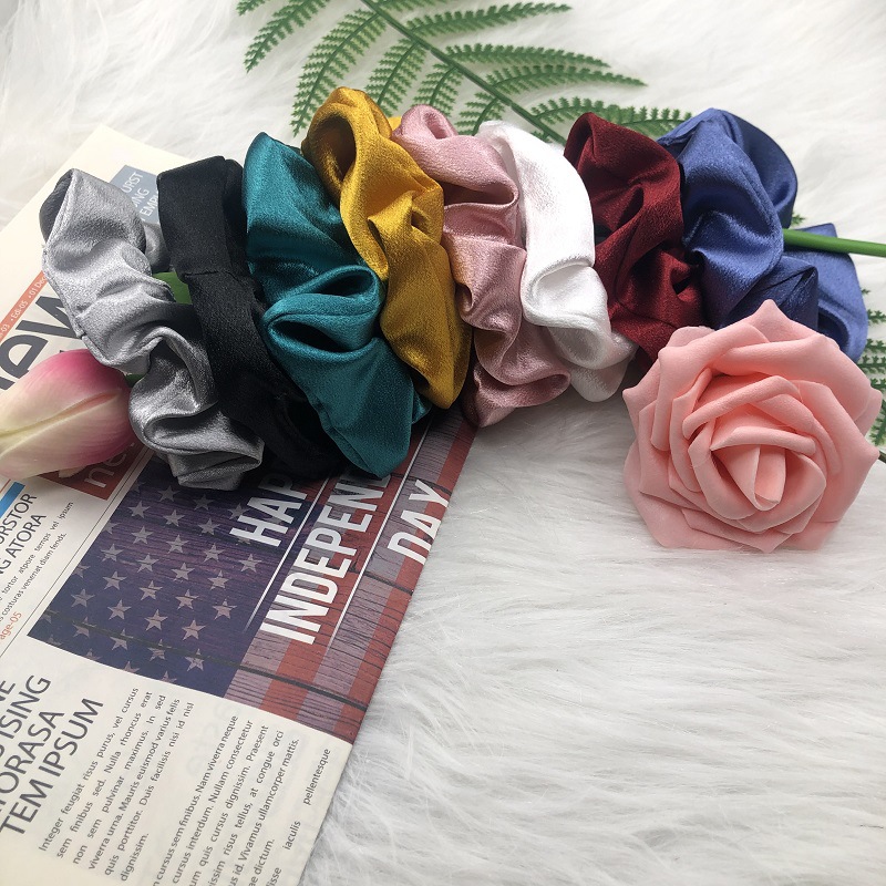 Cross-border wholesale large intestine hair ring satin fabric ins Korean version of bright color temperament all-match hair accessories hair ring