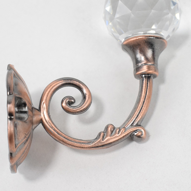 European-style curtain hook Crystal Head zinc alloy crystal wall hook living room bedroom window decoration curtain accessories accessories accessories