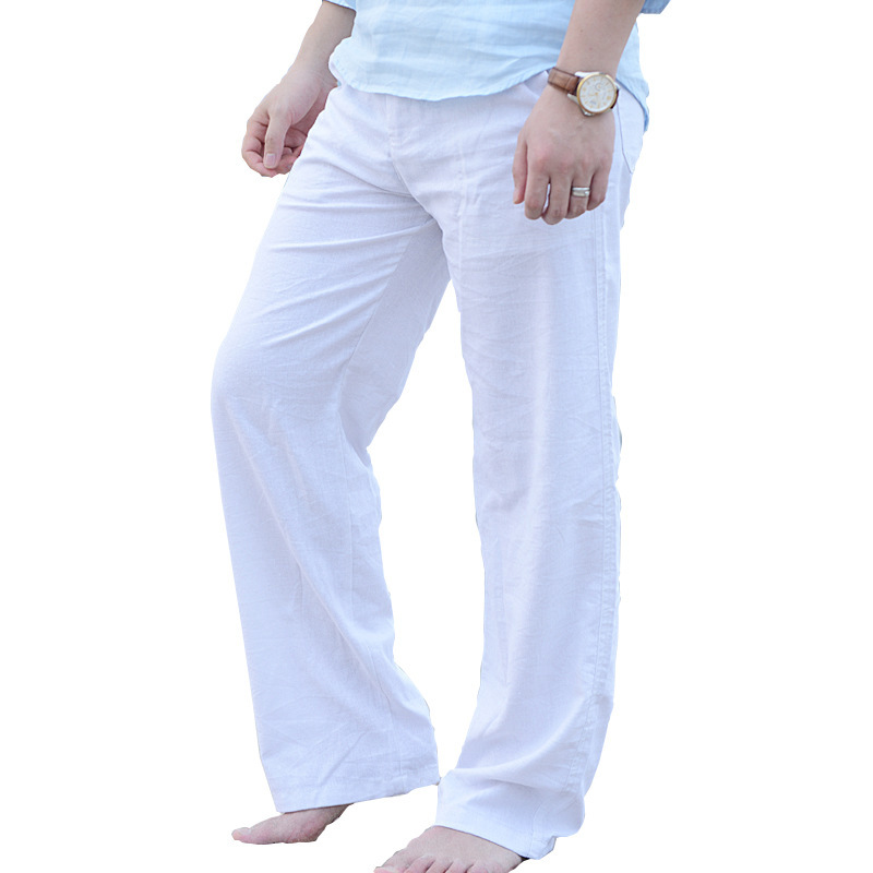 Movable Bucket Pants Linen Pants Boys Casual Pants Foreign Trade Summer Pants Cotton and Linen Pants elastic Waist Beach Pants
