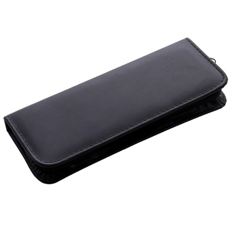 Haircut Scissors Leather Bag logo Factory Wholesale 2 Pack Black Leather Professional Hairdressing Scissors Storage Bag