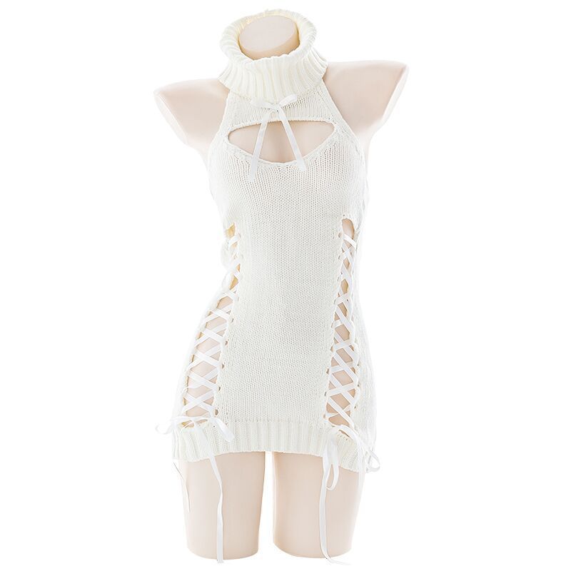 Amazon AliExpress Explosions Sexy Open Chest Backless Turtleneck Sweater Ribbon Strap Suit Women