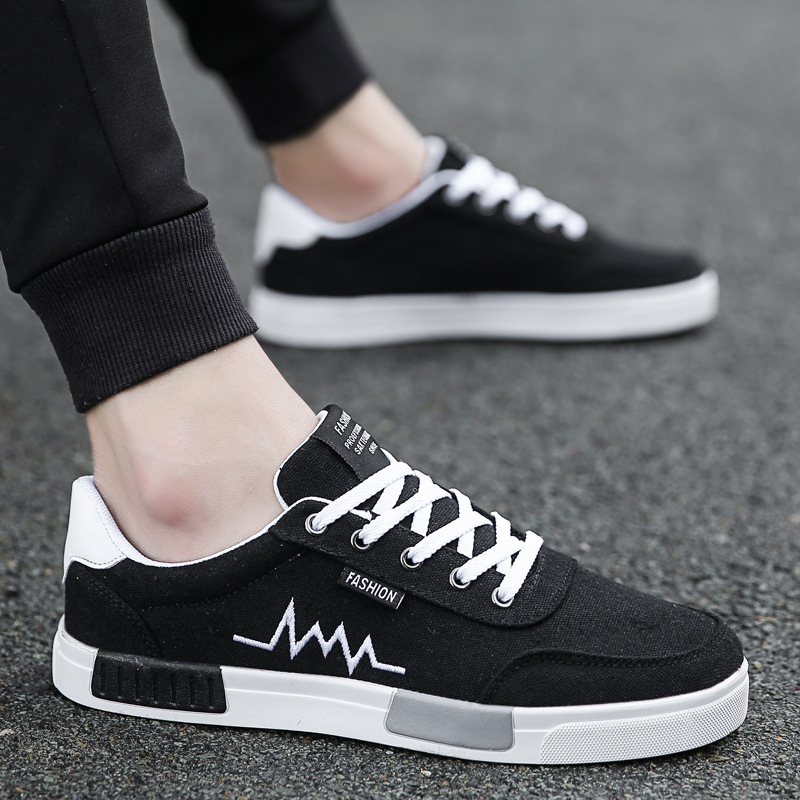 Autumn 2024 New Canvas Shoes Men's Korean Style Fashionable Men's Board Shoes Student All-match Cloth Shoes Breathable Trendy Shoes Men's Shoes