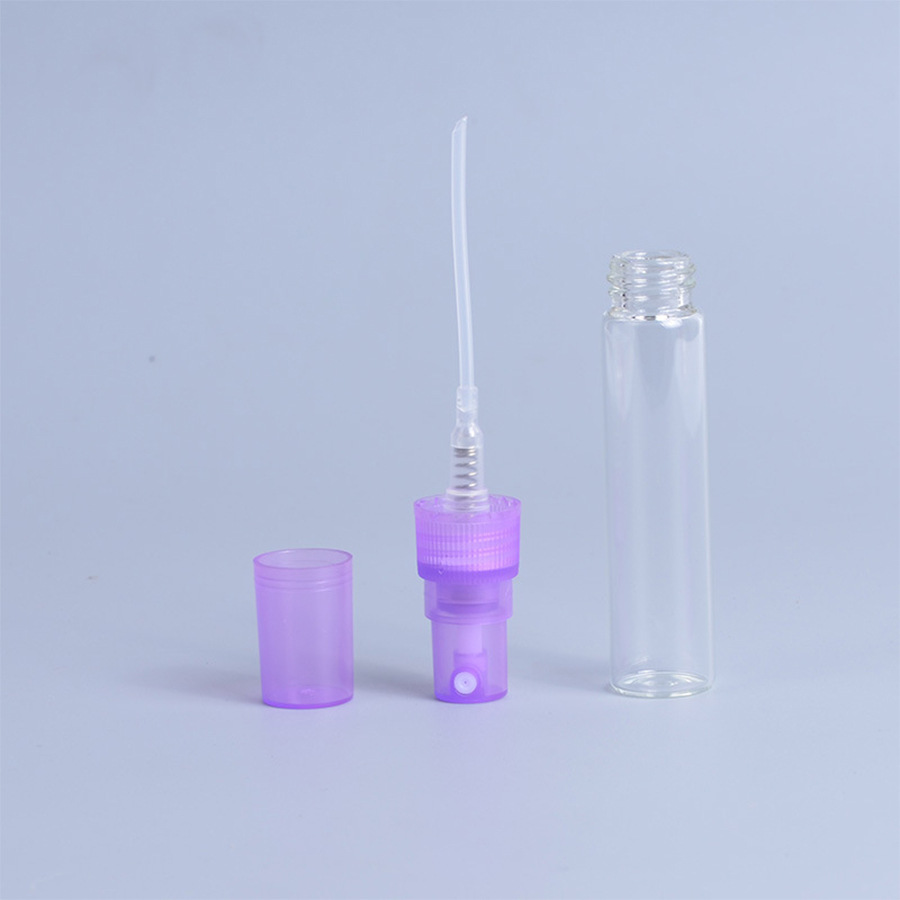 2.3.5.10ml small sample glass perfume bottle transparent plastic nozzle multi-color pull tube frosting trial spray bottle