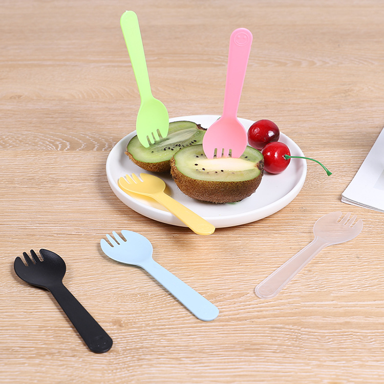 Wholesale individually packed disposable fork spoon dessert cake fruit fork spoon ice cream ice cream plastic spoon