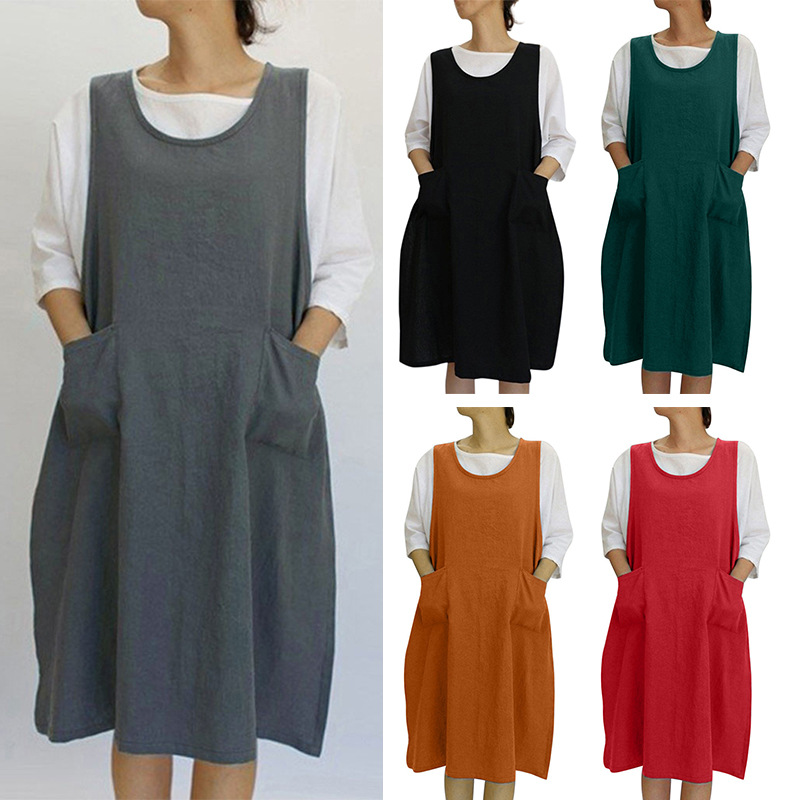 Fashion 2021 spring cross-border supply of national style retro women's cotton round neck large pendulum dress manufacturers wholesale