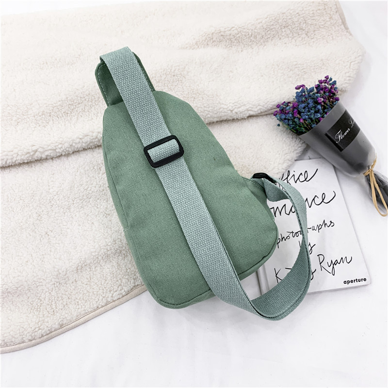 Canvas Bag Women's 2020 New Style Fresh Style Artistic Chest Bag ins Popular All-Match Daisy Embroidered Crossbody Bag