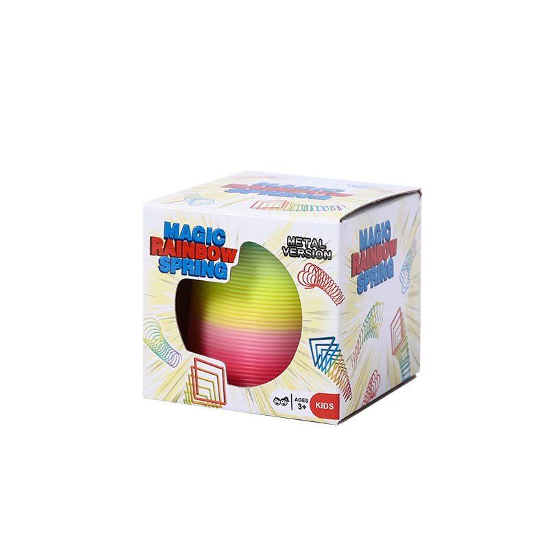 Medium-sized boxed rainbow ring Jenga 6.5 * 6CM children's spring ring hot selling stall toys wholesale