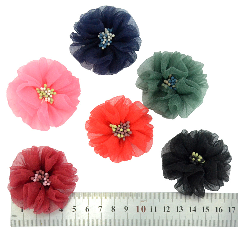 New Handmade Bubble Snow Yarn Fabric Matchstick Head Flower Core Flower diy Children's Hair Accessories Shoes and Hats Flower Clothing Accessories