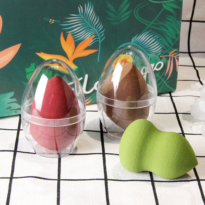 Hydrophilic non-latex puff eggshell single dry and wet dual-use beauty makeup egg gift box gourd water droplets makeup egg substitute hair