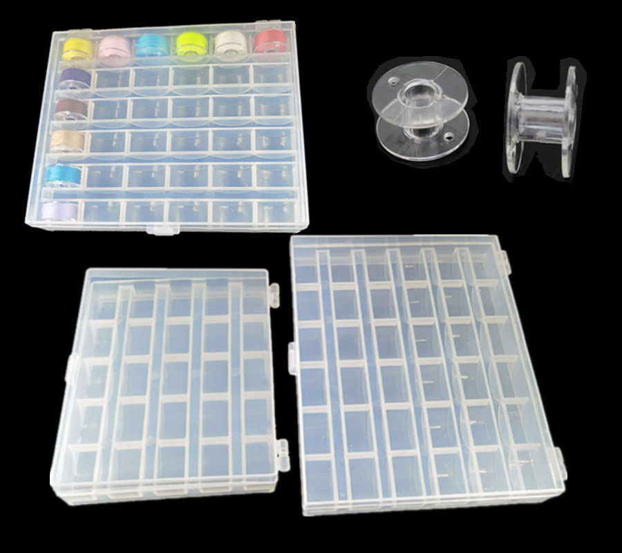 Bobbin box quality 25 grid plastic transparent bobbin box storage box sewing machine household bobbin box