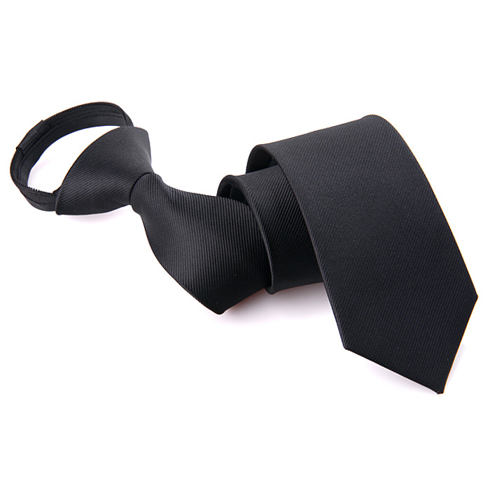 Zipper Tie 5cm Fashionable Casual Korean Style Narrow Edition Easy to Pull Lazy Men's Forsuit Business Black Solid Color Student
