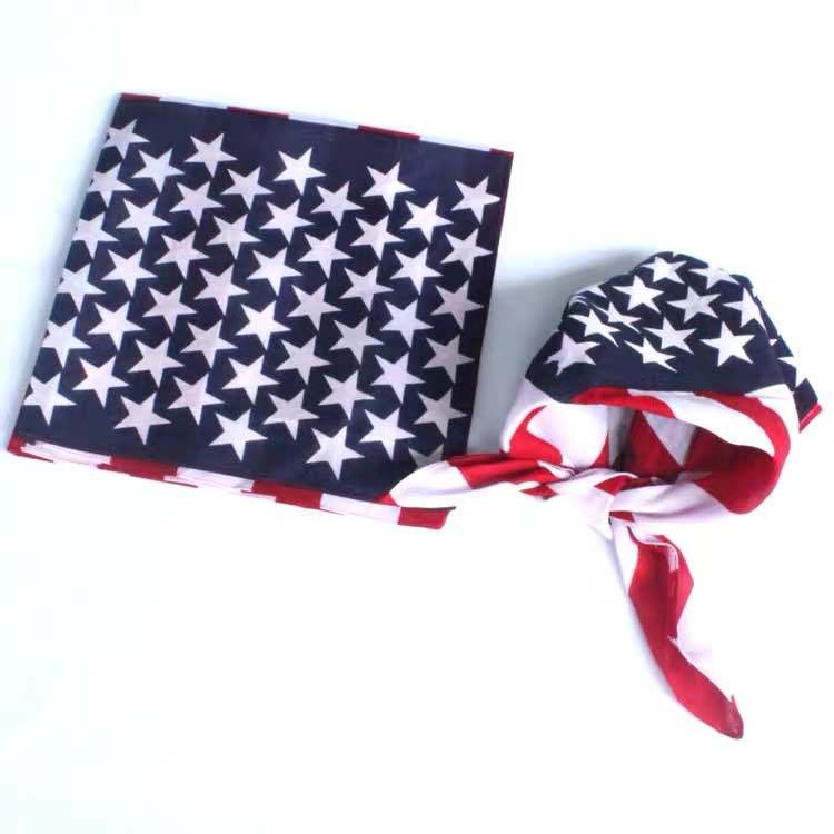 European and American Trend American Flag Outdoor Riding Square Scarf Hip Hop Headscarf Accessories Dog Scarf Hot Selling Hair Belt Jewelry Wholesale