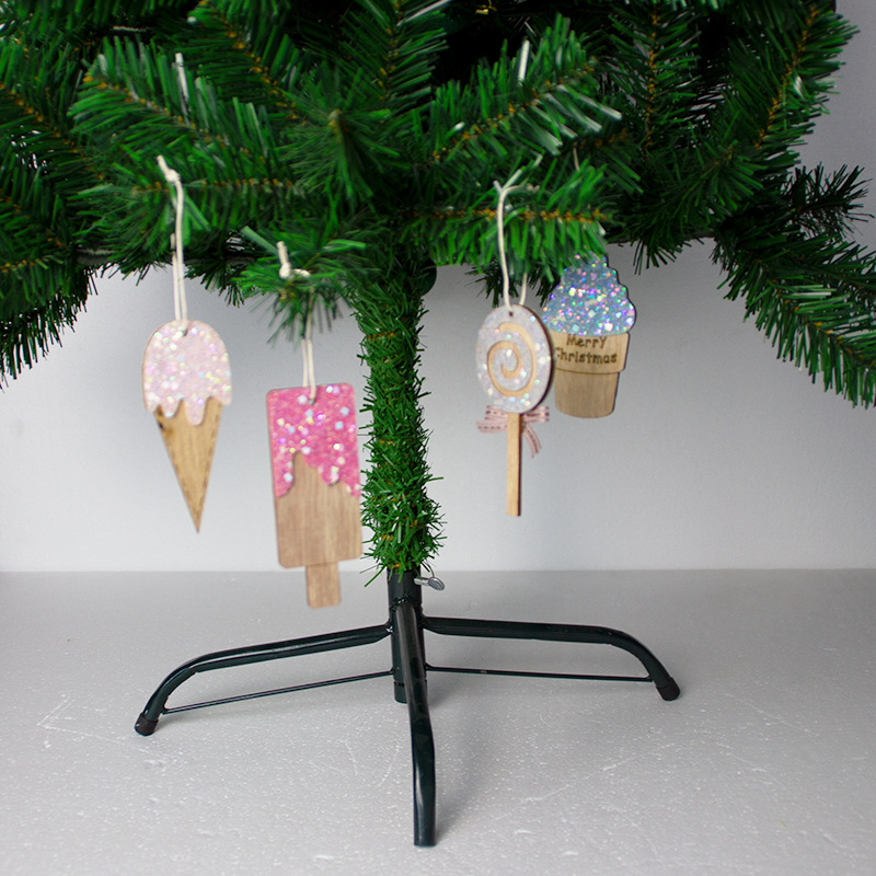 Christmas decorations wood powder sequins Christmas decoration small pendant ins ice cream ice cream scene layout