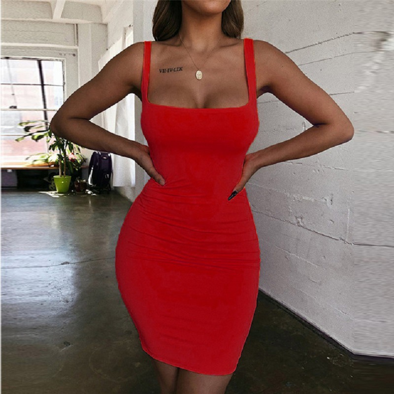 eaby cross-border European and American sexy backless dress deep v-neck low-cut suspender skirt summer dress